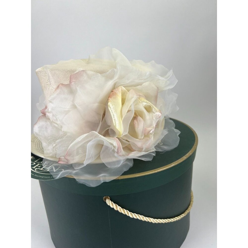 LOUISE GREEN MILLINERY 6050 KYES NATURAL STRAW HAT W/ FLOWER /w TAGS Wedding - Picture 2 of 16